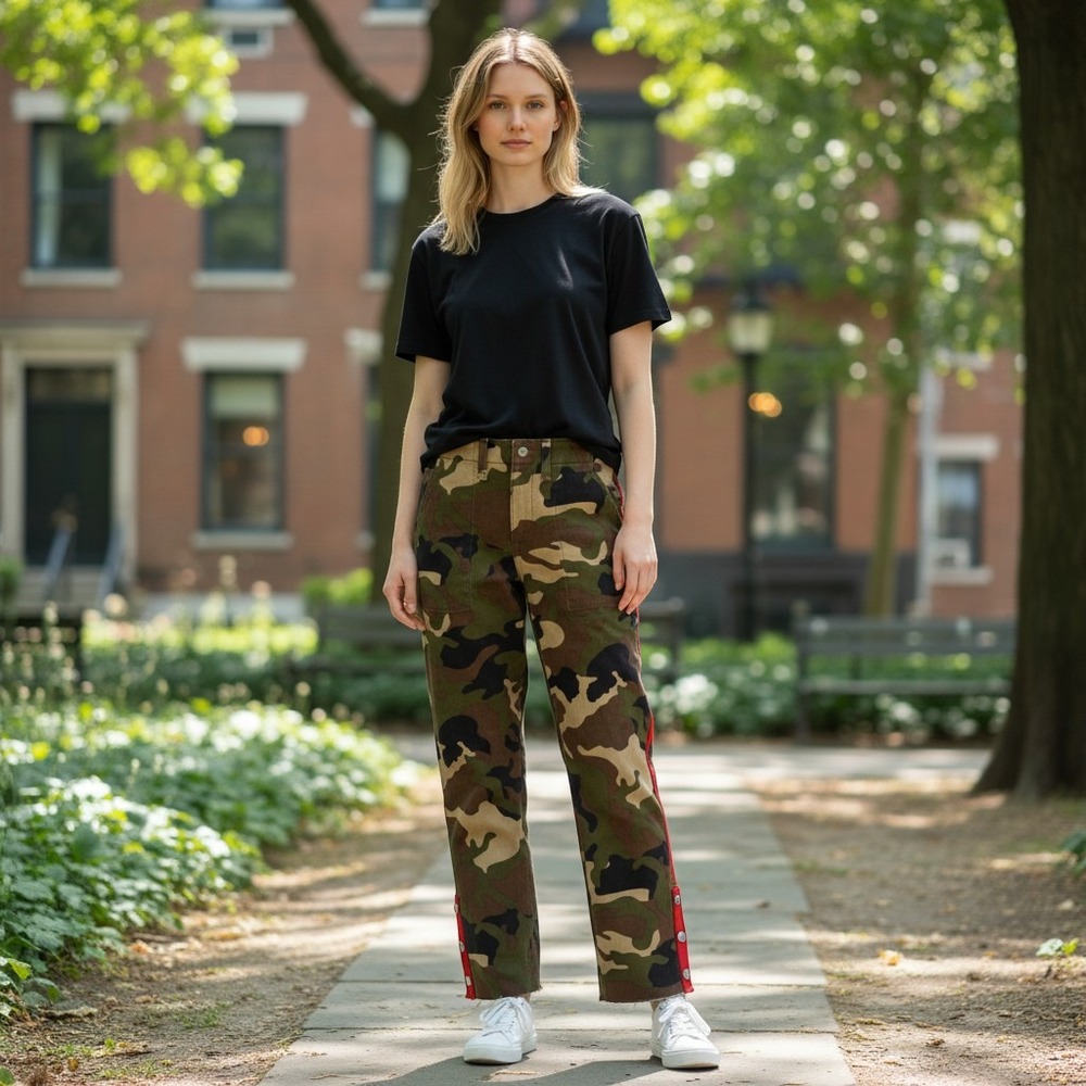 Veronica Beardโ Gisela Camo Straight Leg Pant Camouflage Hem High Rise 32/14
